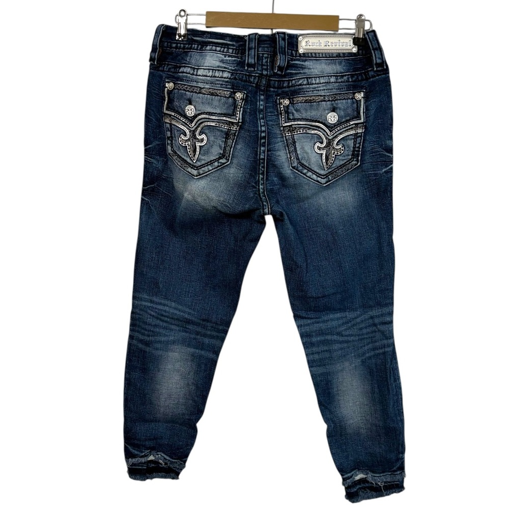 Rock Revival Women’s 31 Betty Mid Rise Ankle Skinny Jeans Dark Wash Western Boho